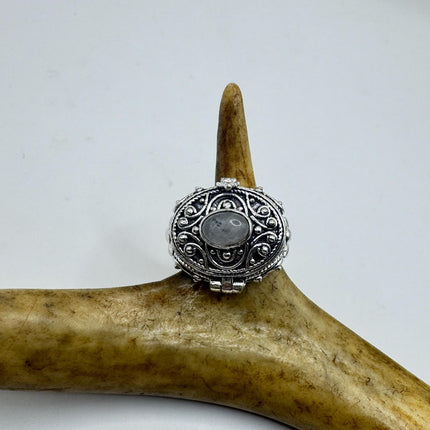 Vintage Silver Bronze Poison Ring | Rose Quartz | Statement Ring-Rings-TomWayne Jewelers