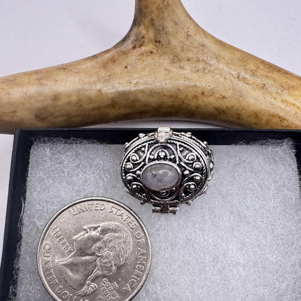 Vintage Silver Bronze Poison Ring | Rose Quartz | Statement Ring-Rings-TomWayne Jewelers