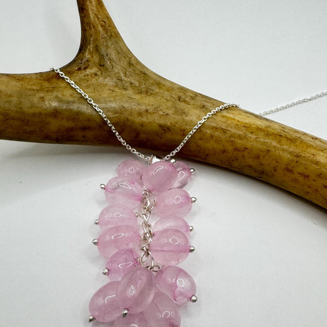 Vintage Rose Quartz Choker - Sterling Silver Necklace Pink Gemstone Jewelry-Necklaces-TomWayne Jewelers