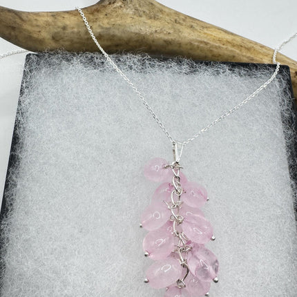 Vintage Rose Quartz Choker - Sterling Silver Necklace Pink Gemstone Jewelry-Necklaces-TomWayne Jewelers