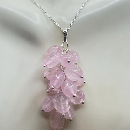 Vintage Rose Quartz Choker - Sterling Silver Necklace Pink Gemstone Jewelry-Necklaces-TomWayne Jewelers