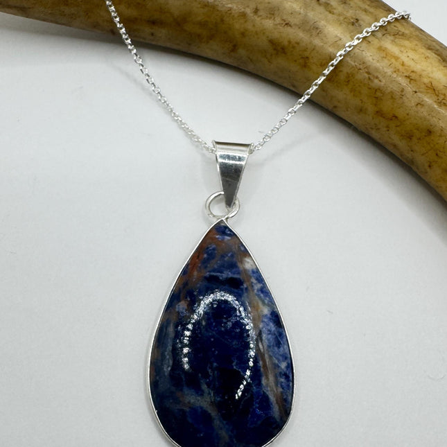 Vintage Lapis Lazuli Silver Gemstone Pendant | 925 Sterling Silver Necklace