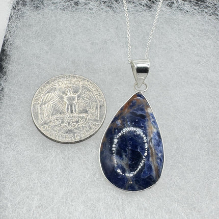 Vintage Lapis Lazuli Silver Gemstone Pendant | 925 Sterling Silver Necklace