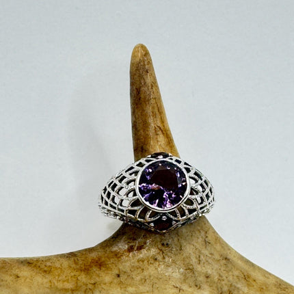 Vintage Purple Amethyst Ring Band 925 Sterling Silver-Rings-TomWayne Jewelers
