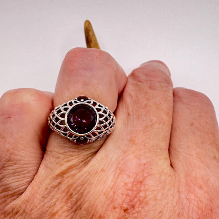 Vintage Purple Amethyst Ring Band 925 Sterling Silver-Rings-TomWayne Jewelers