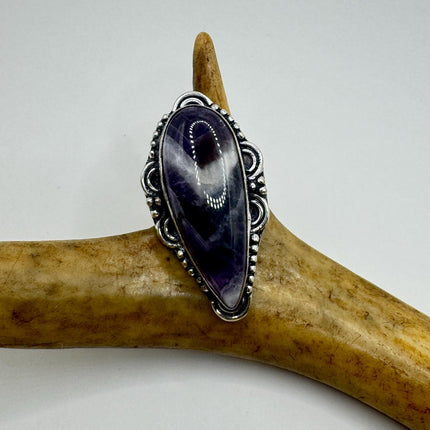 Vintage Purple Amethyst Cocktail Ring Silver Statement Ring-Rings-TomWayne Jewelers
