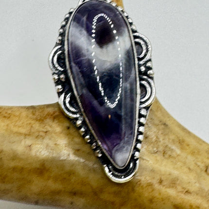 Vintage Purple Amethyst Cocktail Ring Silver Statement Ring-Rings-TomWayne Jewelers