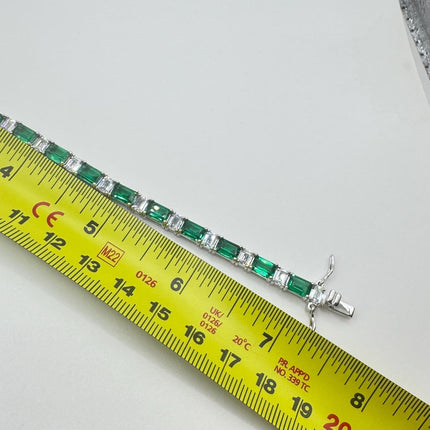 Vintage Green Cubic Zirconia Bracelet: 925 Sterling Silver Minimalist Gemstone-Bracelets-TomWayne Jewelers