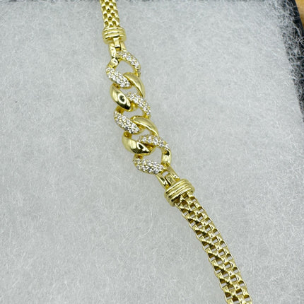 Gold Sterling Silver Bracelet: Vintage Mesh Clear Crystals-Bracelets-TomWayne Jewelers