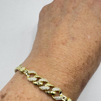 Gold Sterling Silver Bracelet: Vintage Mesh Clear Crystals-Bracelets-TomWayne Jewelers