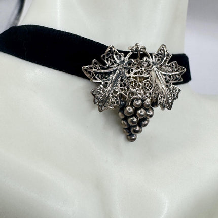Vintage Sterling Silver Grape Brooch:Scatter Pin-Pins and Brooches-TomWayne Jewelers