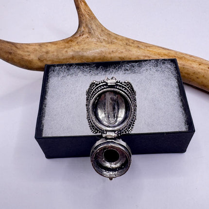 Vintage Silver Bronze Poison Ring | Labradorite | Statement Ring-Rings-TomWayne Jewelers
