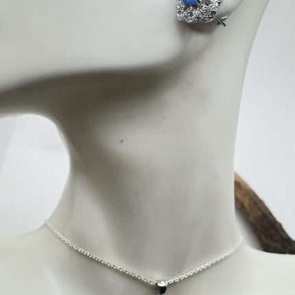 Vintage Blue Fire Opal Set | 925 Sterling Silver Necklace and Earrings | Elegant Jewelry Gift-TomWayne Jewelers