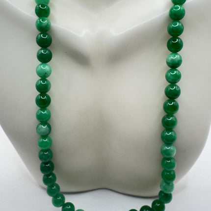 Vintage Green Jade Deco Beaded Necklace - Silver Bronze-Jade Inspired Treasures-TomWayne Jewelers