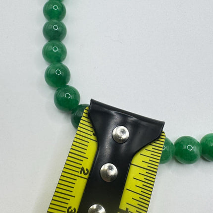 Vintage Green Jade Deco Beaded Necklace - Silver Bronze-Jade Inspired Treasures-TomWayne Jewelers