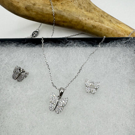 Vintage Butterfly Set | 925 Sterling Silver Necklace and Earrings | Elegant Jewelry Gift-TomWayne Jewelers