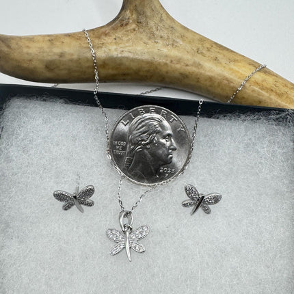 Vintage Dragonfly Set | 925 Sterling Silver Necklace and Earrings | Elegant Jewelry Gift-TomWayne Jewelers