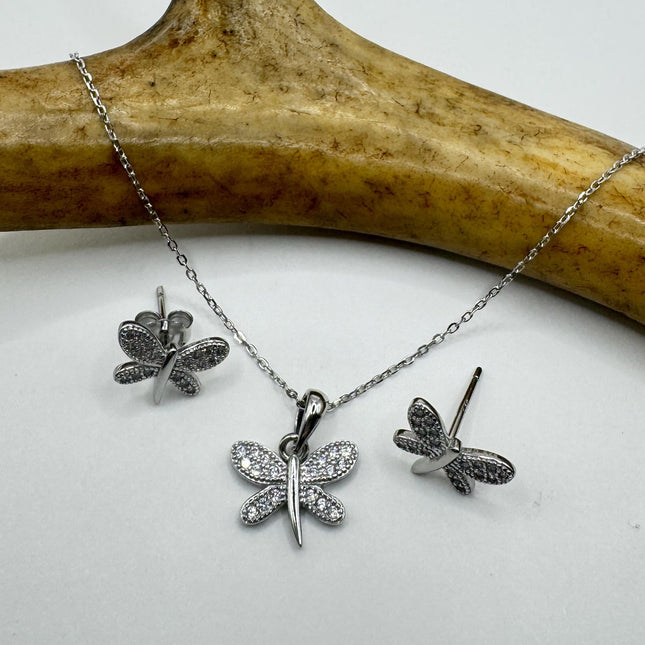 Vintage Dragonfly Set | 925 Sterling Silver Necklace and Earrings | Elegant Jewelry Gift-TomWayne Jewelers