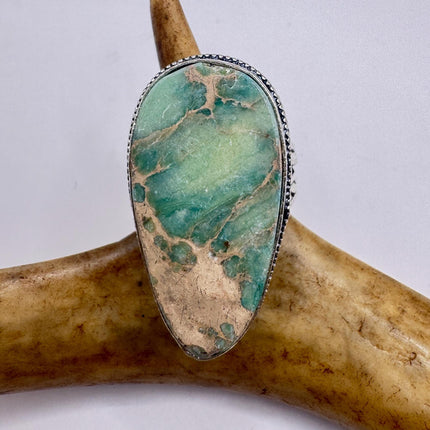 Vintage Green Turquoise Silver Bronze Ring: Statement Jewelry-Rings-TomWayne Jewelers