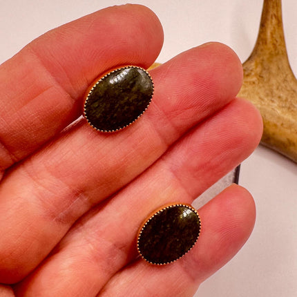 Green Nephrite Jade Clip-On Earrings Gold Filled Delicate Screw Back Design-Earrings-TomWayne Jewelers