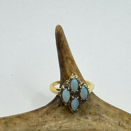 Vintage Opal Ring: White Fire Opal, Golden Sterling Silver Band-Rings-TomWayne Jewelers