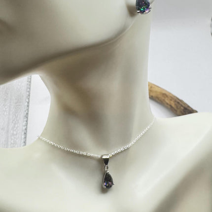 Vintage Blue Mystic Topaz Set 925 sterling Silver Necklace and Earrings-TomWayne Jewelers