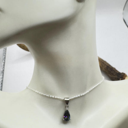 Vintage Blue Mystic Topaz Set 925 sterling Silver Necklace and Earrings-TomWayne Jewelers
