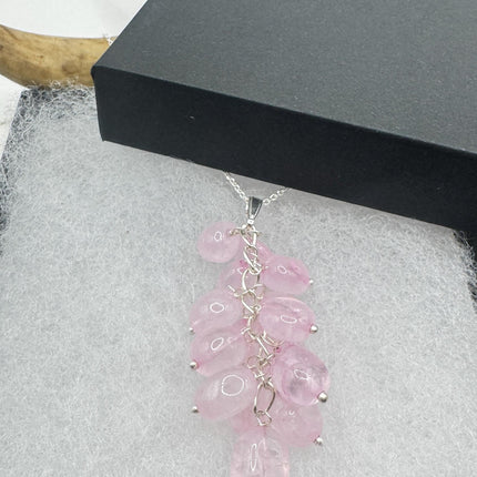 Vintage Rose Quartz Choker - Sterling Silver Necklace Pink Gemstone Jewelry-Necklaces-TomWayne Jewelers