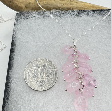 Vintage Rose Quartz Choker - Sterling Silver Necklace Pink Gemstone Jewelry-Necklaces-TomWayne Jewelers