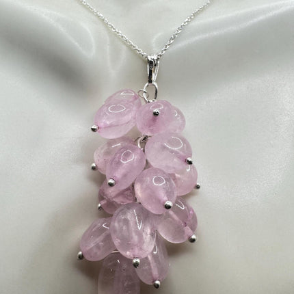 Vintage Rose Quartz Choker - Sterling Silver Necklace Pink Gemstone Jewelry-Necklaces-TomWayne Jewelers