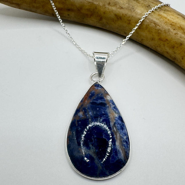 Vintage Lapis Lazuli Silver Gemstone Pendant | 925 Sterling Silver Necklace-Necklaces-TomWayne Jewelers