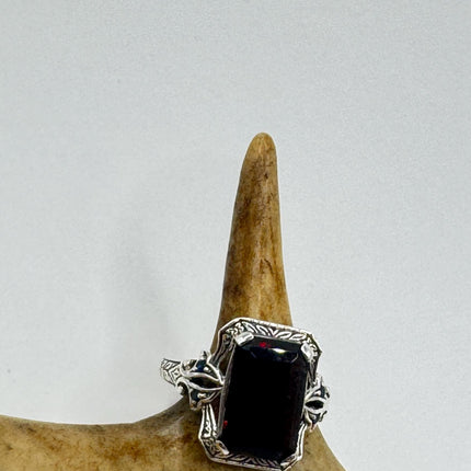 Vintage 925 Sterling Silver Red Garnet Ring: Boho Cocktail-Rings-TomWayne Jewelers