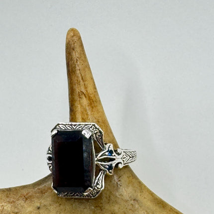 Vintage 925 Sterling Silver Red Garnet Ring: Boho Cocktail-Rings-TomWayne Jewelers