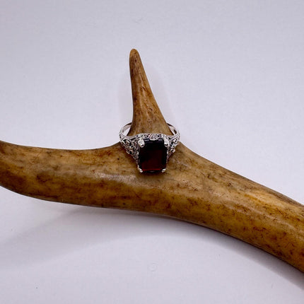 Vintage 925 Sterling Silver Red Garnet Ring: Boho Cocktail-Rings-TomWayne Jewelers