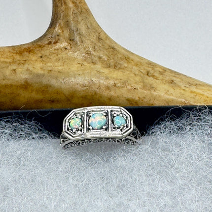 Vintage White Fire Opal Ring 925 Sterling Silver-Rings-TomWayne Jewelers