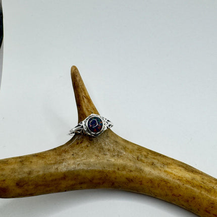 Vintage Black Fire Opal Ring 925 Sterling Silver-Rings-TomWayne Jewelers