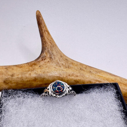 Vintage Black Fire Opal Ring 925 Sterling Silver-Rings-TomWayne Jewelers