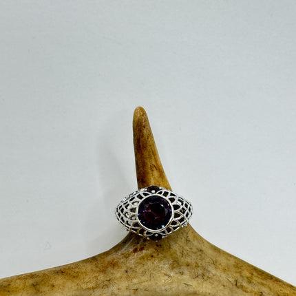 Vintage Purple Amethyst Ring Band 925 Sterling Silver-Rings-TomWayne Jewelers