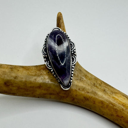 Vintage Purple Amethyst Cocktail Ring Silver Statement Ring-Rings-TomWayne Jewelers