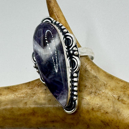 Vintage Purple Amethyst Cocktail Ring Silver Statement Ring-Rings-TomWayne Jewelers