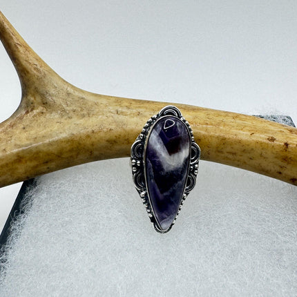 Vintage Purple Amethyst Cocktail Ring Silver Statement Ring-Rings-TomWayne Jewelers