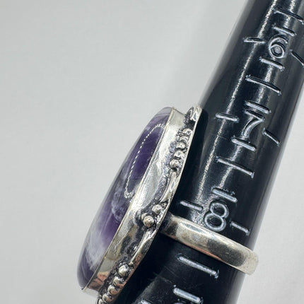 Vintage Purple Amethyst Cocktail Ring Silver Statement Ring-Rings-TomWayne Jewelers