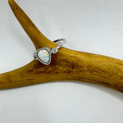 Vintage Fire Opal Sterling Silver Ring: Promise, Wedding, Stacking-Rings-TomWayne Jewelers