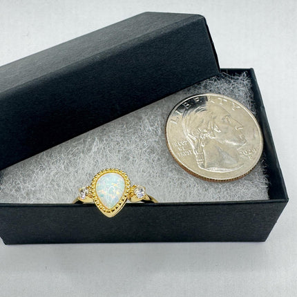 Vintage Fire Opal Gold 925 Sterling Silver Ring: Promise, Wedding, Stacking-Rings-TomWayne Jewelers