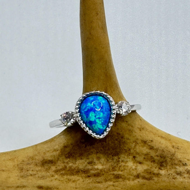 Vintage Fire Opal Sterling Silver Ring: Promise, Wedding, Stacking-Rings-TomWayne Jewelers
