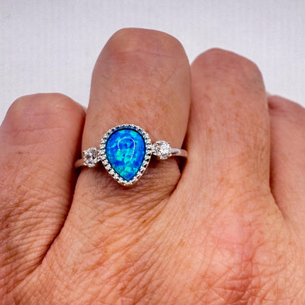 Vintage Fire Opal Sterling Silver Ring: Promise, Wedding, Stacking-Rings-TomWayne Jewelers