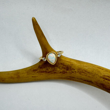 Vintage Fire Opal Gold 925 Sterling Silver Ring: Promise, Wedding, Stacking-Rings-TomWayne Jewelers