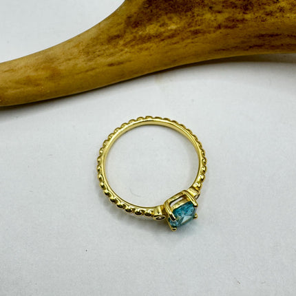 Vintage Blue Topaz White Sapphires Gold 925 Sterling Silver Ring-Rings-TomWayne Jewelers