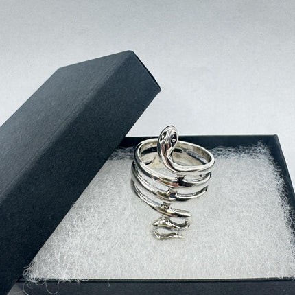 Vintage 925 Sterling Silver Snake Serpent Wedding Ring Thumb Band-Snake Rings!-TomWayne Jewelers