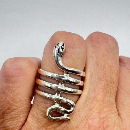 Vintage 925 Sterling Silver Snake Serpent Wedding Ring Thumb Band-Snake Rings!-TomWayne Jewelers